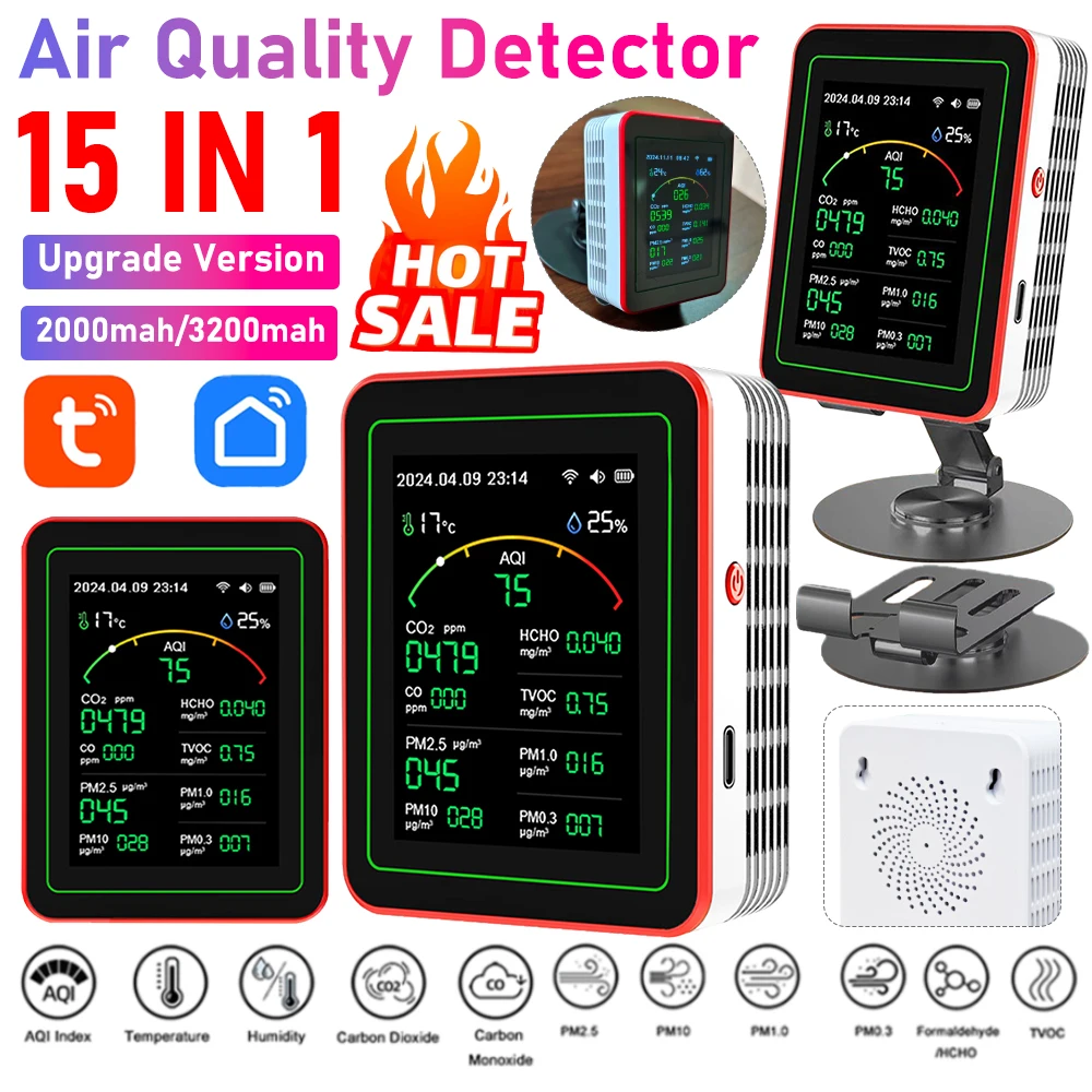 Woodworking App - Tuya WiFi 15-in-1 실내 공기질 모니터
