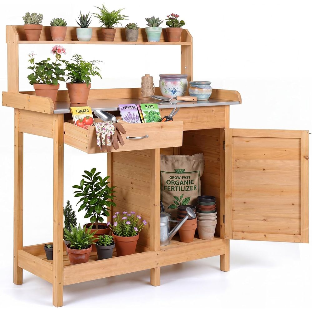Workbench Woodworking - 야외 화분 키우기용 테이블, 나무 정원