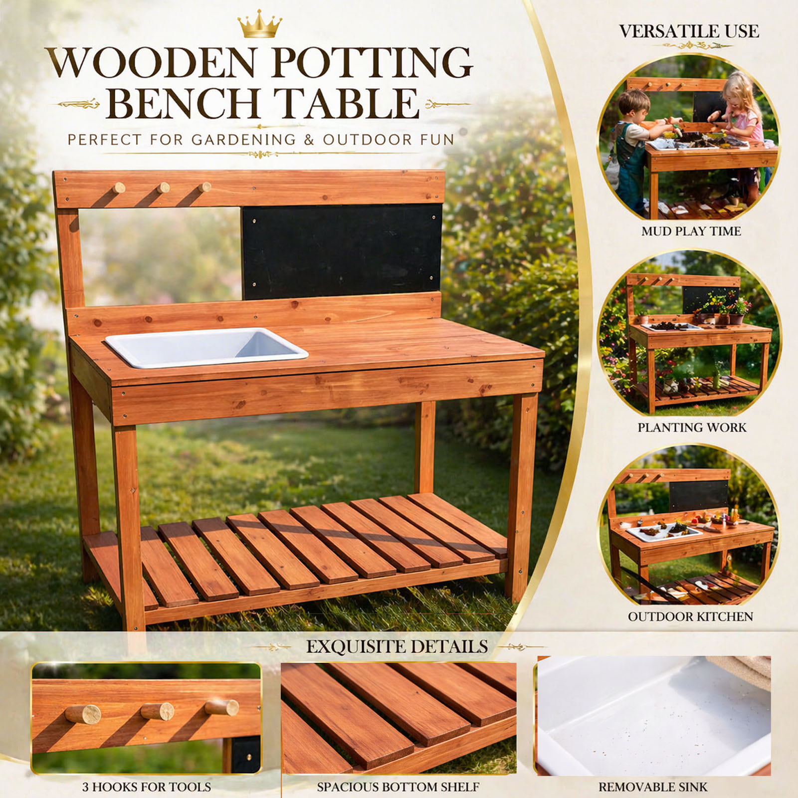 어린이용 나무 화분대, 실내외 정원 재배 테이블, 작업 - Workbench Woodworking 리뷰 및 가격