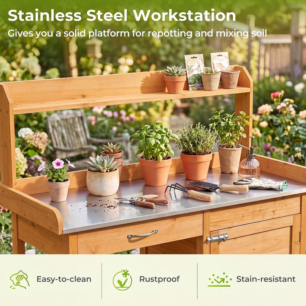 야외 화분 키우기용 테이블, 나무 정원 작업대, 수납장 - Workbench Woodworking 리뷰 및 가격