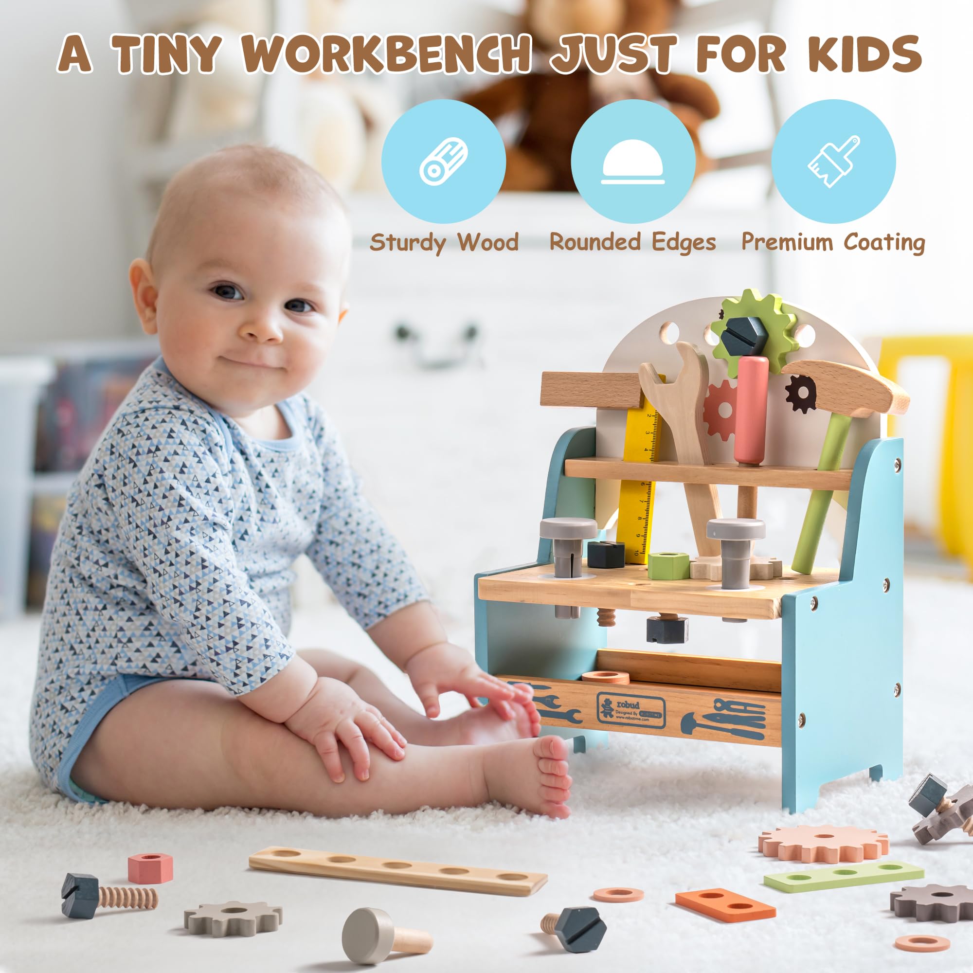 ROBUD 미니 나무 공구 작업대 세트 역할놀이 세트  - Woodworking Plan 리뷰 및 가격