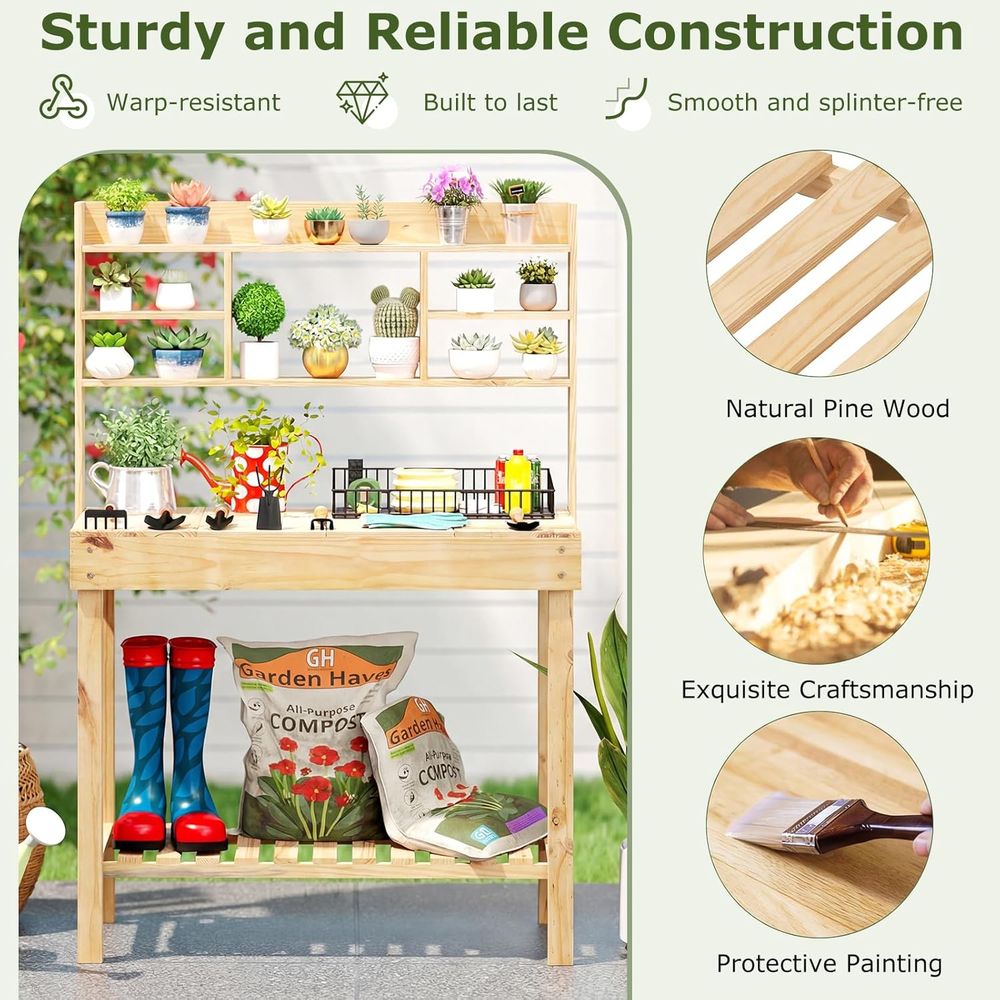 화분꽂이용 테이블, 60인치 목재 정원 작업대, 수납공 - Workbench Woodworking 리뷰 및 가격